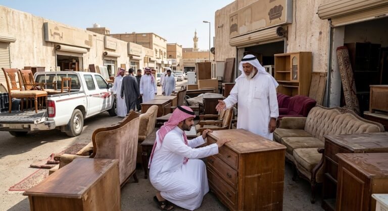 فريق متخصص يقوم بمعاينة وتقييم ونقل الأثاث بأمان واحترافية ضمن خدمات نشتري الاثاث المستعمل الوطية بالكويت