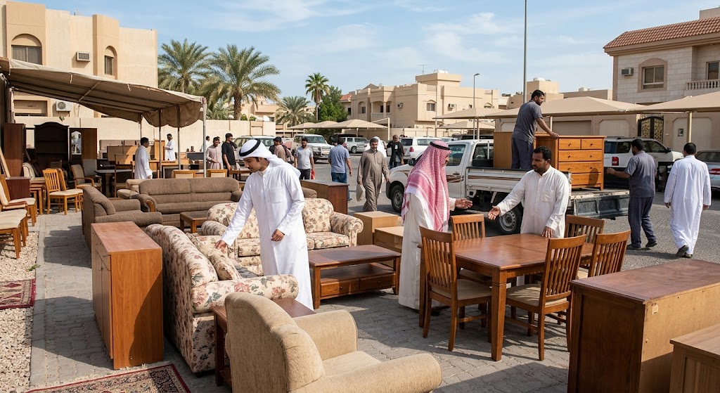 فريق متخصص يقوم بتقييم ونقل الأثاث ضمن خدمات نشتري الاثاث المستعمل ابوفطيره بالكويت